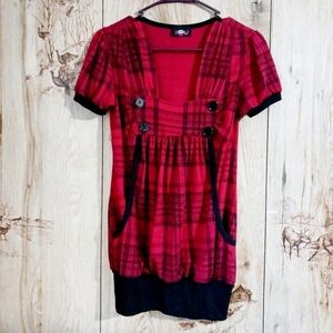 COPY - Ultra Flirt Red Plaid Drop Waist Top